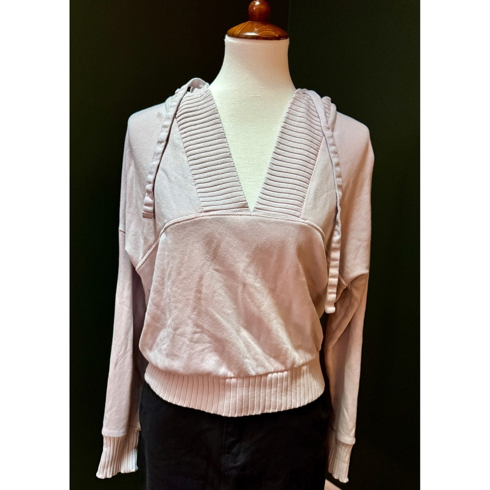 Aerie OFFLINE Lilac V Neck‎ Ribbed Hoodie Sweatshirt Women's Size XS